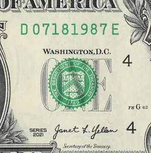 JULY 18 1987 Birthday Date Note Fancy Serial Number One Dollar Bill 07 18 1987 - Picture 1 of 11