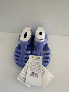 Crocs Jelly Fisherman Sandals Toddler Girls Size C8 - Glitter Purple Color - Picture 1 of 5