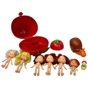 Lote de muñecas Strawberry Shortcake vintage estuche carro caracol años 80 Kenner - Imagen 1 de 7