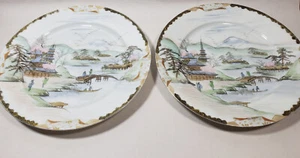 Antikes Paar handbemalte japanische Dekoteller - Bild 1 von 5