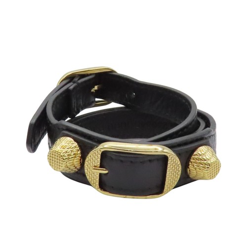 BALENCIAGA Bracciale in pelle di vitello con borchie oro nero