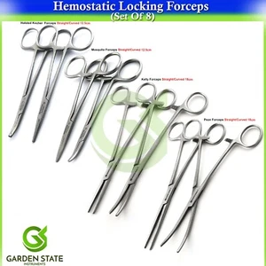 Surgical Hemostatic Artery Clamp Locking Forceps Kelly, Pean, Mosquito, Kocher - Picture 1 of 9