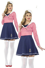 Sailor Lady Costume Adults Nautical Sailors Fancy Dress Outfit Ladies Navy Sea