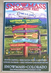 Snowmass MAMMOTH FEST 2014 Colorado Festival Poster Les Claypool, Chris Robinson - Picture 1 of 2