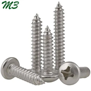 M3 Metric 304 Stainless Steel Phillips Pan Head Screws Self Tapping Wood Screws - Picture 1 of 12