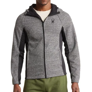Spyder Men's Constant Zip Front Hooded Performance Jacket Zip Pockets Charcoal M - Picture 1 of 5