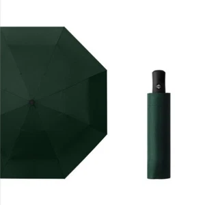 GREEN UMBRELLA 8 RIBS STRONG WINDPROOF OPEN CLOSE FOLDING COMPACT TRAVEL RAIN - Picture 1 of 14