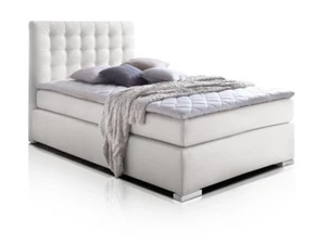 Boxspringbett Singlebett Boxspring Bett Hotelbett ISABELL weiß weiss 90x200 H3 - Bild 1 von 3