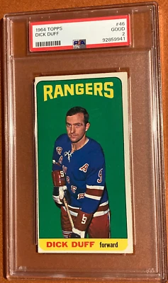 1964 Topps Tall Boy NHL #46 Dick Duff New York Rangers PSA 2 GOOD - Image 1 of 2
