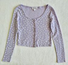 PINK ROSE GIRL JUNIOR CARDIGAN LONG SLEEVE PURPLE WITH DAISY SIZE XS