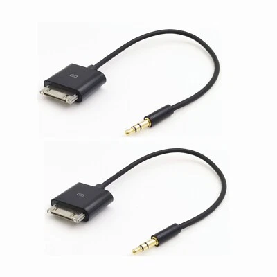2PACK 20cm 30PIN Dock Connector to AUX 3.5mm Audio Cable for iPod/iPhone 3 4 - Image 1 of 4