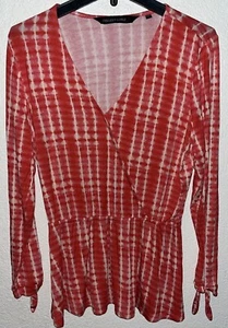 Camicetta Colleen Lopez a righe tie dye peplo righe arancioni donna taglia small - Foto 1 di 8