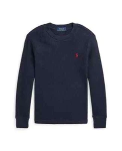 NWT Polo Ralph Lauren Boys Waffle Long-Sleeve T-shirt Navy 2/2T - Picture 1 of 2