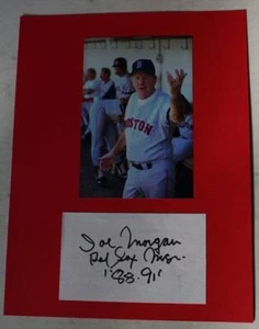 Joe Morgan Red Sox Manager Hand Signed Autographed 3X5 Card Photo Set Mat --- - Picture 1 of 1