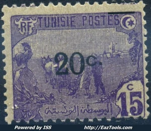 TUNISIE N° 69f SURCHARGE DEPLACEE VERTICALEMENT NEUF ** SANS CHARNIERE COTE 60 € - Picture 1 of 2