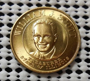 WILLIAM J SCOTT STATE OF ILLINOIS TREASURER MEDAL - Picture 1 of 2