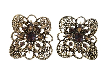 De colección MUSI Tono Dorado Diseño de Rollo de Filigrana Grande Clips para Zapatos con Topacio Estrás Foto 1 de 4