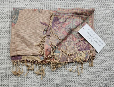 Bufanda envolvente Jerusalem para mujer estampado de elefante cachemir mezcla fina cachemir rosa tostado Foto 1 de 4