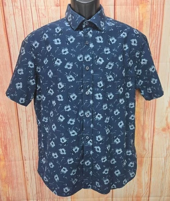 UNTUCKit Floral Print Mens Short Sleeve Shirt Medium Navy Blue - Image 1 of 4