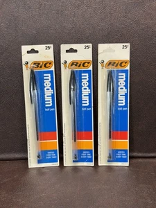 3 Vintage BIC Kugelschreiber Neu aus altem Lagerbestand schwarze Kappe/Tinte mittlere Spitze ~ USA - Bild 1 von 3