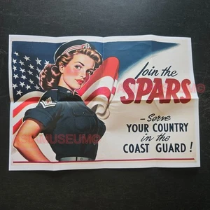 1942 WW2 USA WOMEN JOIN SPARS FLAG ARMY CADET FLAG FIGHT PROPAGANDA POSTER N27 - Picture 1 of 9