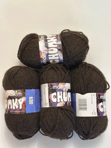 Lot of 4 ~ MARY MAXIM CHUNKY ~ Dark Saddle ~ Acrylic - Picture 1 of 3