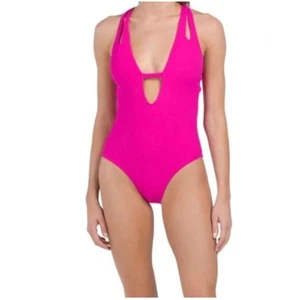 Costume da bagno intero Becca by Rebecca Virtue rosa caldo nuovo con etichette taglia L - Foto 1 di 8