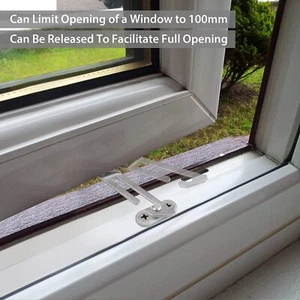4x UPVC Window Restrictor Child Lock Restrictor Safety Catch Free Screws/Silver - Picture 1 of 12