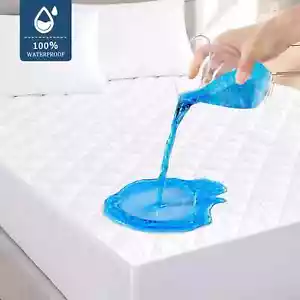 100%Waterproof Mattress Protector Breathable Fitted Sheet Quilted Mattress Cover - Picture 1 of 7