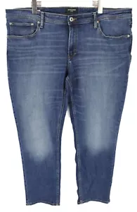 JACK&JONES Delgado Recto / Tim Vaqueros W42/L32 Stretch Whiskers Azul Nuevo - Imagen 1 de 10