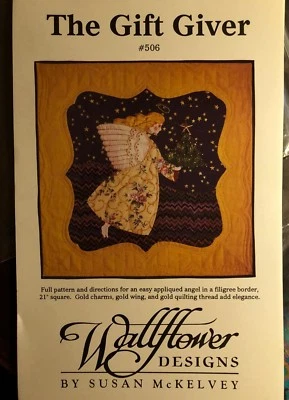 The Gift Giver Angel Applique Quilt PATTERN ONLY 21" Square Wallflower Designs  - Image 1 of 3