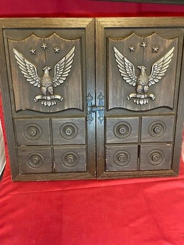 RARE/UNIQUE Vintage Composite Federal Eagle Hanging Folding Mirror Cover
