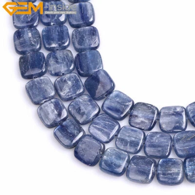 Genuine Blue Kyanite Natural Flat Square Gemstone Beads For Jewelry Making 15" - Image 1 of 4