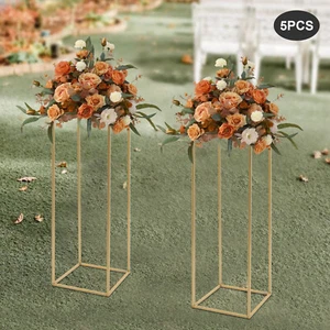 5Pcs Gold Wedding Flower Stand Metal Wedding Flower Vase for Party/Events Decor - Picture 1 of 24