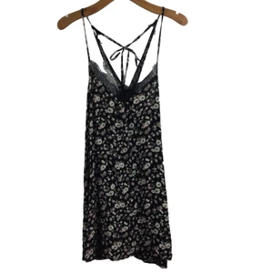 Angie Womens V-Neck Lace Spaghetti Strap Floral Midi Dress Black Size Small - Picture 1 of 9