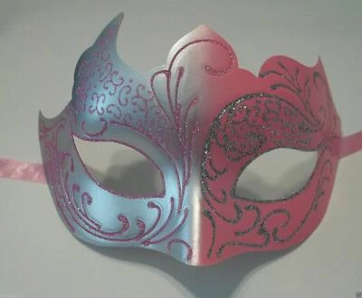 Pink Gray Silver Venetian Mask Masquerade Mardi Gras - Image 1 of 4