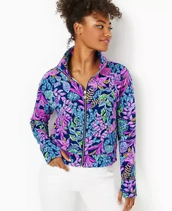 Neu mit Etikett Lilly Pulitzer Wrenley Reißverschlussjacke, Ägäismarineblau, Calypso Coast, Größe L, XL - Bild 1 von 6