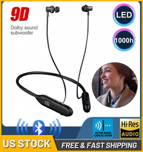 Wireless Bluetooth 5.3 Neckband Headphones Mic Headset Earbuds Earphones US - Picture 1 of 20