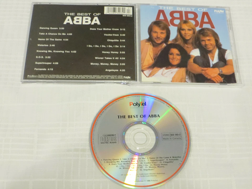 THE BEST OF ABBA CD MEGARARE PolyTel CANADA 1988 16 tracks POLYGRAM disqueameric - Image 1 of 3