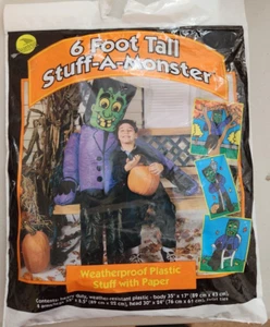 Vintage Sun Hill Halloween 1997 Stuff-A-Monster 6ft Frankenstein Leaf Bag - Picture 1 of 2