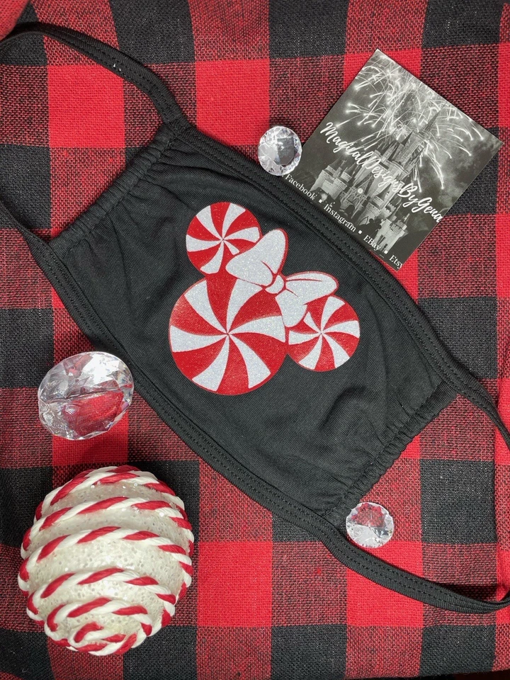 Minnie Face Mask Adult Mickey Mouse Ears Holiday Ornament Red Disney Christmas - Image 1 of 1