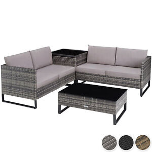 Polyrattan Lounge Sitzgruppe 4-tlg. Sitzgarnitur Gartenmöbel Set mit Auflagenbox