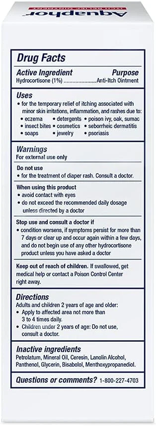 Aquaphor Itch Relief Ointment, Maximum Strength 1% Hydrocortisone Relieves Itch - Image 1 of 4