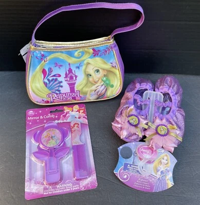 Cartera Disney Princesa Rapunzel Niñas, Zapatillas de Ballet Brillantes Talla 9, Peine + Espejo  Foto 1 de 4