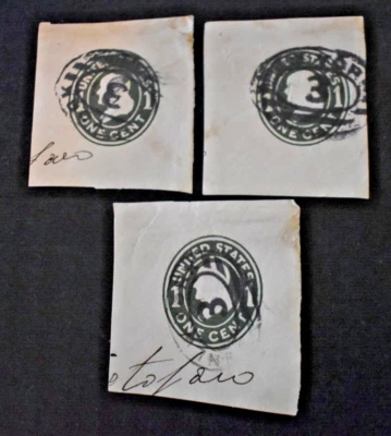 3 - 1907 - U.S. Envelope Amber Cuts Sc# U400 1 Cent Franklin - Used - Image 1 of 4