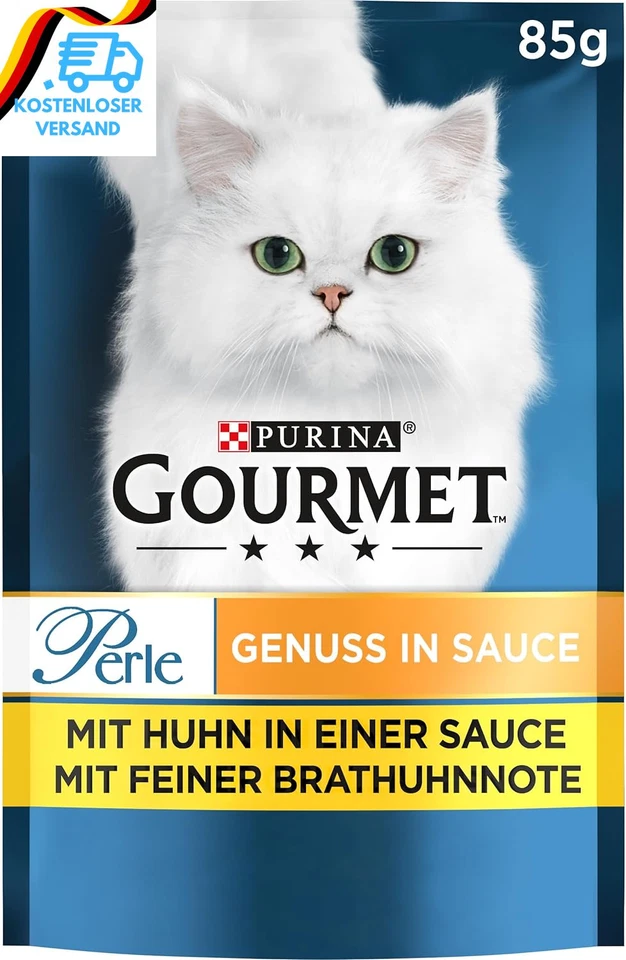 BESUCHE DEN GOURMET-STORE Gourmet Perle Genuss in Sauce Katzenfutter Nass, Mit Huhn, 26Er Pack (26 X 85G)