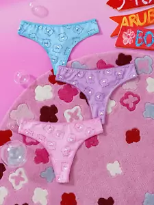 Women's Care Bears Kawaii Licensed Cartoon Cute Thong Panties - Pack of 3 - Picture 1 of 9