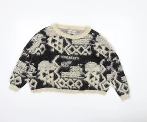 Parisian Women's Black Beige Geometric Aztec Jumper - Picture 1 of 12