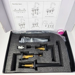 BWE 8 Inch Widespread 2-handle Bathroom Faucet with Pop Up Drain Matte Black - Picture 1 of 10