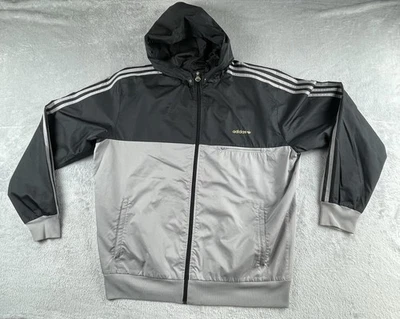 Adidas Originals Windbreaker jacket XL Black Grey Hooded 2008 VGC - Image 1 of 4